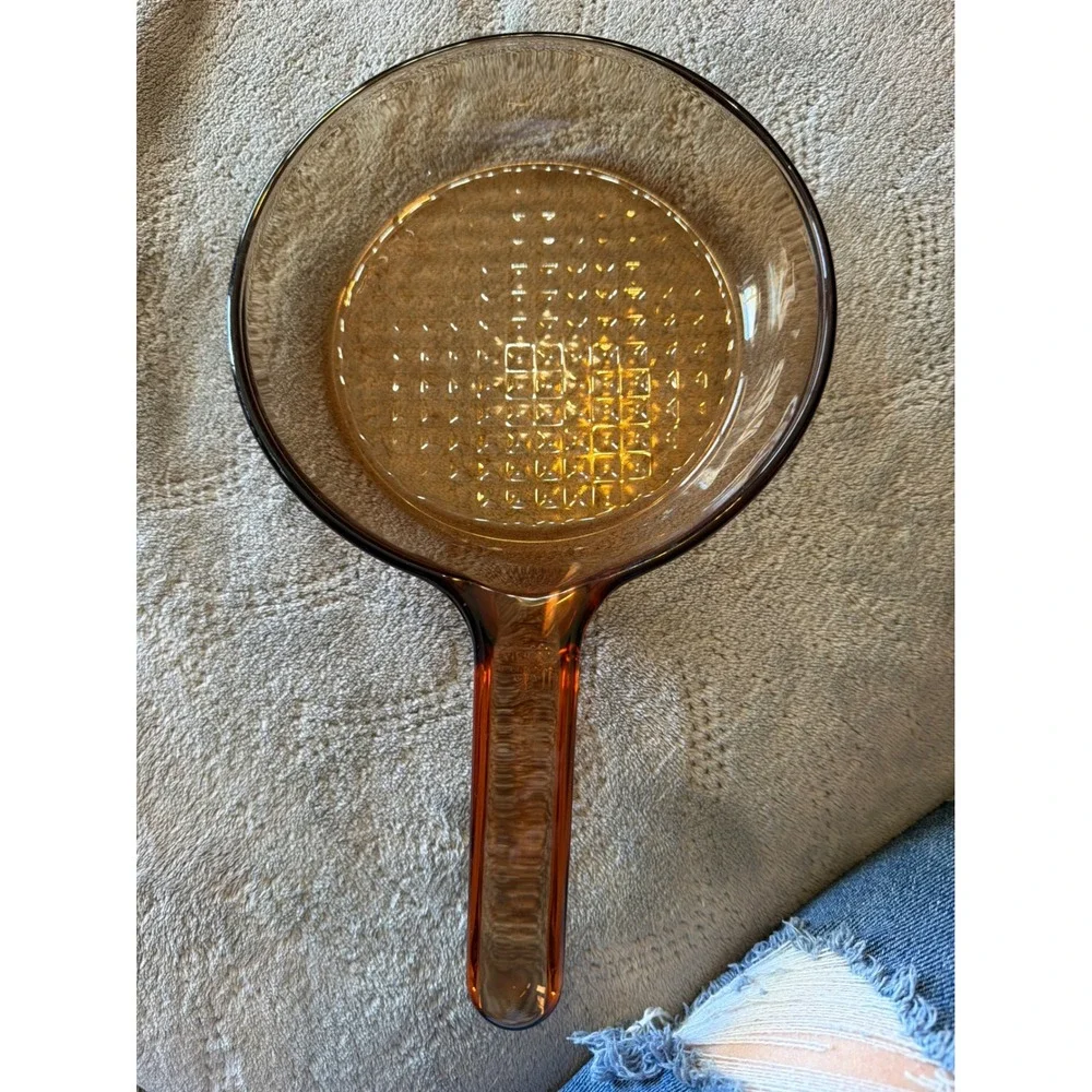 Visions by Corning Amber Glass 7 Inch Skillet Waffle Bottom‎ V-20-B USA Made